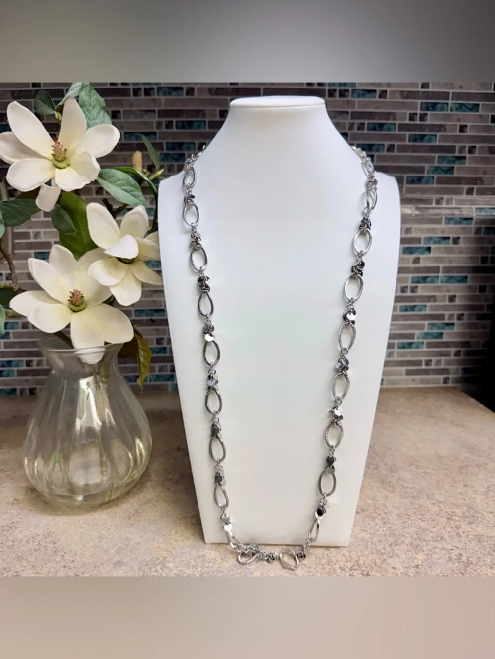 Lia Sophia Ibiza silver tone chain necklace